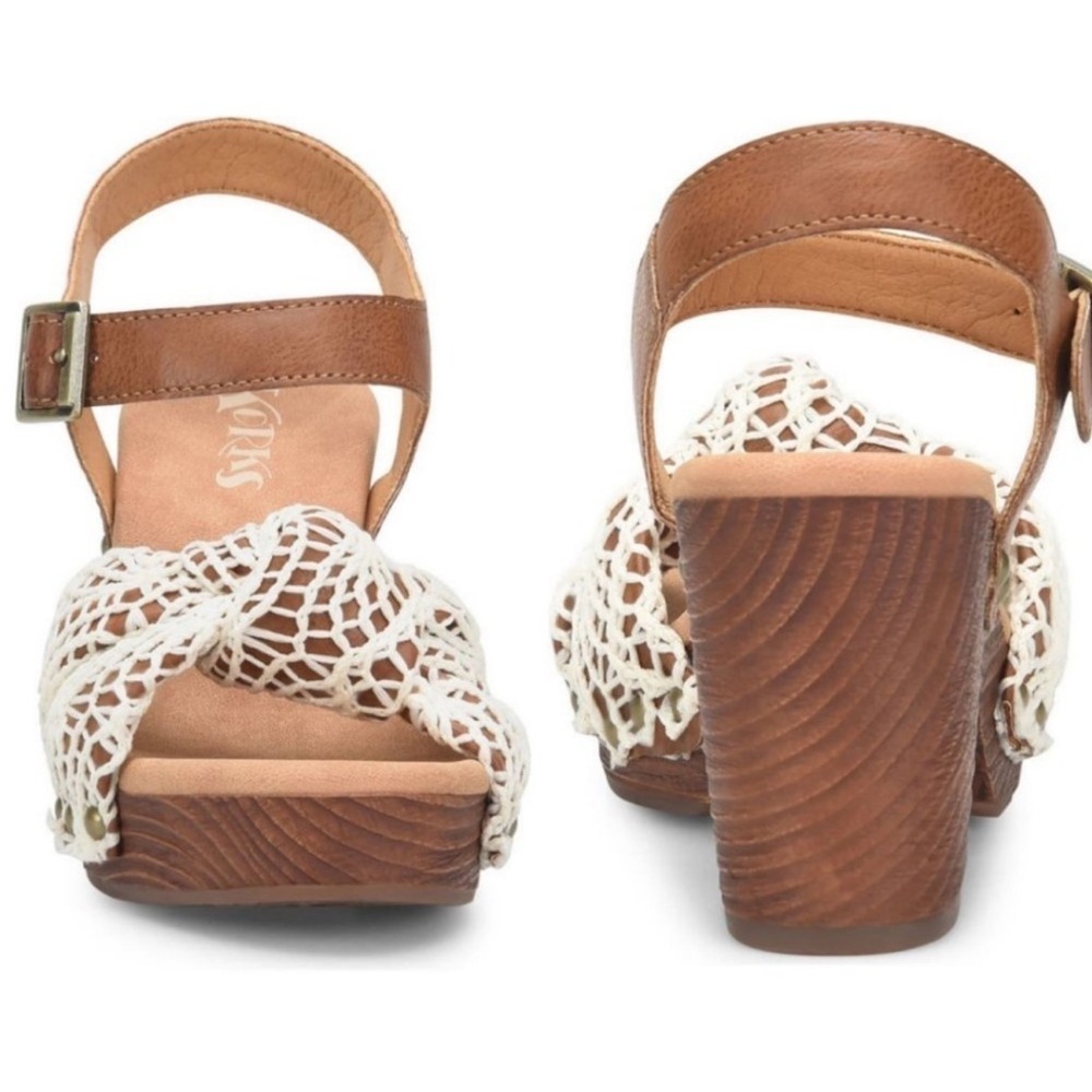 KORKS Natalia Knot Platform Sandals Size 10M Tan/Naturalal Crochet Fabric Combo - Picture 4 of 11